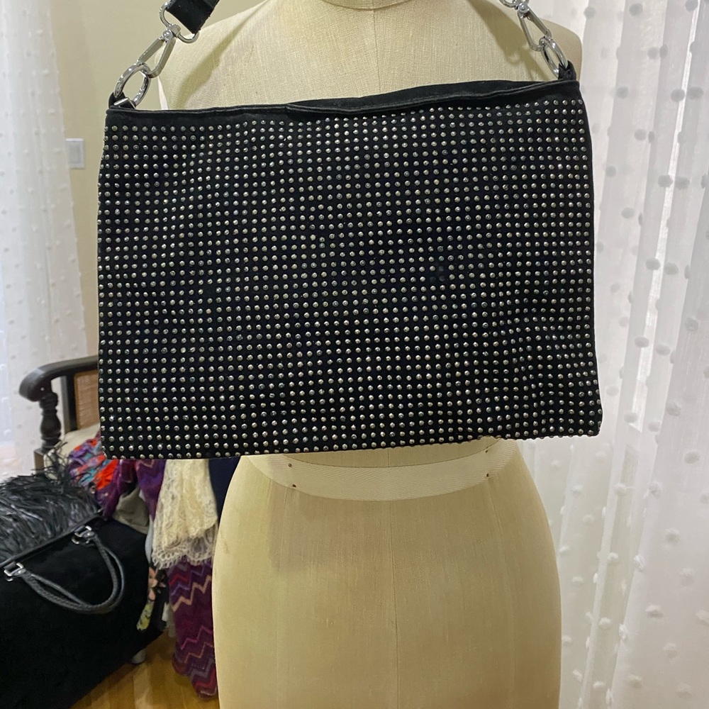 Shoulder bag black with silver studs